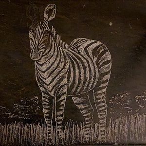 Verdite 💚 Handmade Vintage Zebra Etched African Artwork Pen Holder ~Signed